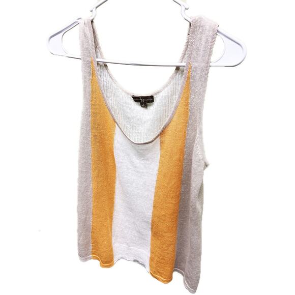 Lauren Hansen Sleeveless Linen Tank Top Low Neckline Size S - Picture 2 of 7